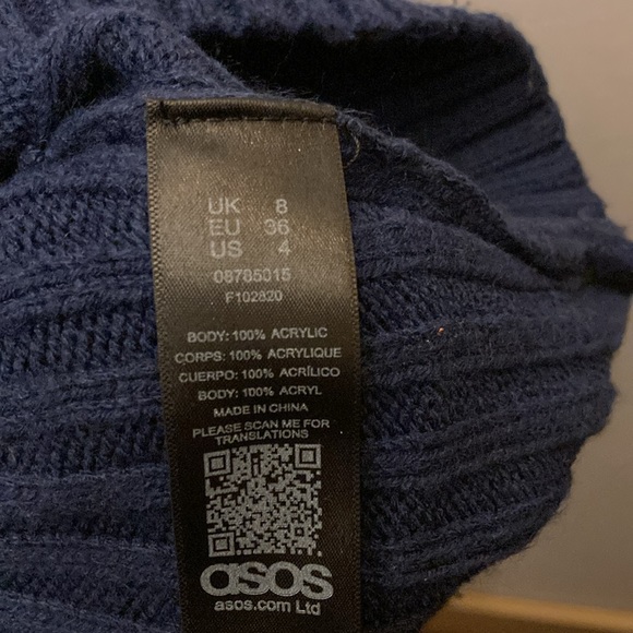 ASOS Chunky knit sweater with sleeve puffed sleeve in blue size 4 - Picture 6 of 6
